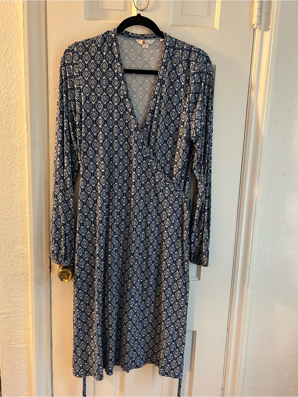 Boden Navy and White Wrap Dress
